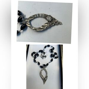 Vintage 925 sterling onyx marquise necklace